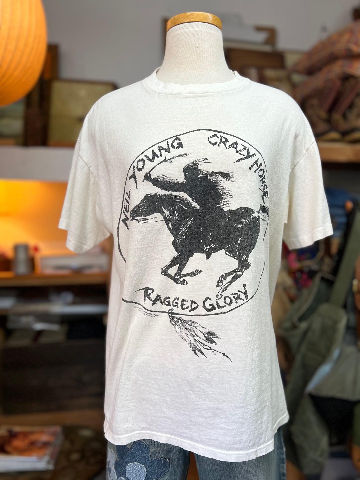 Vintage 1991 Neil Young Crazy Horse Ragged Glory Band Tee L/XL