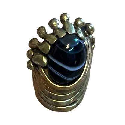 Vintage 60’s Modernist Brass Onyx Ring 6