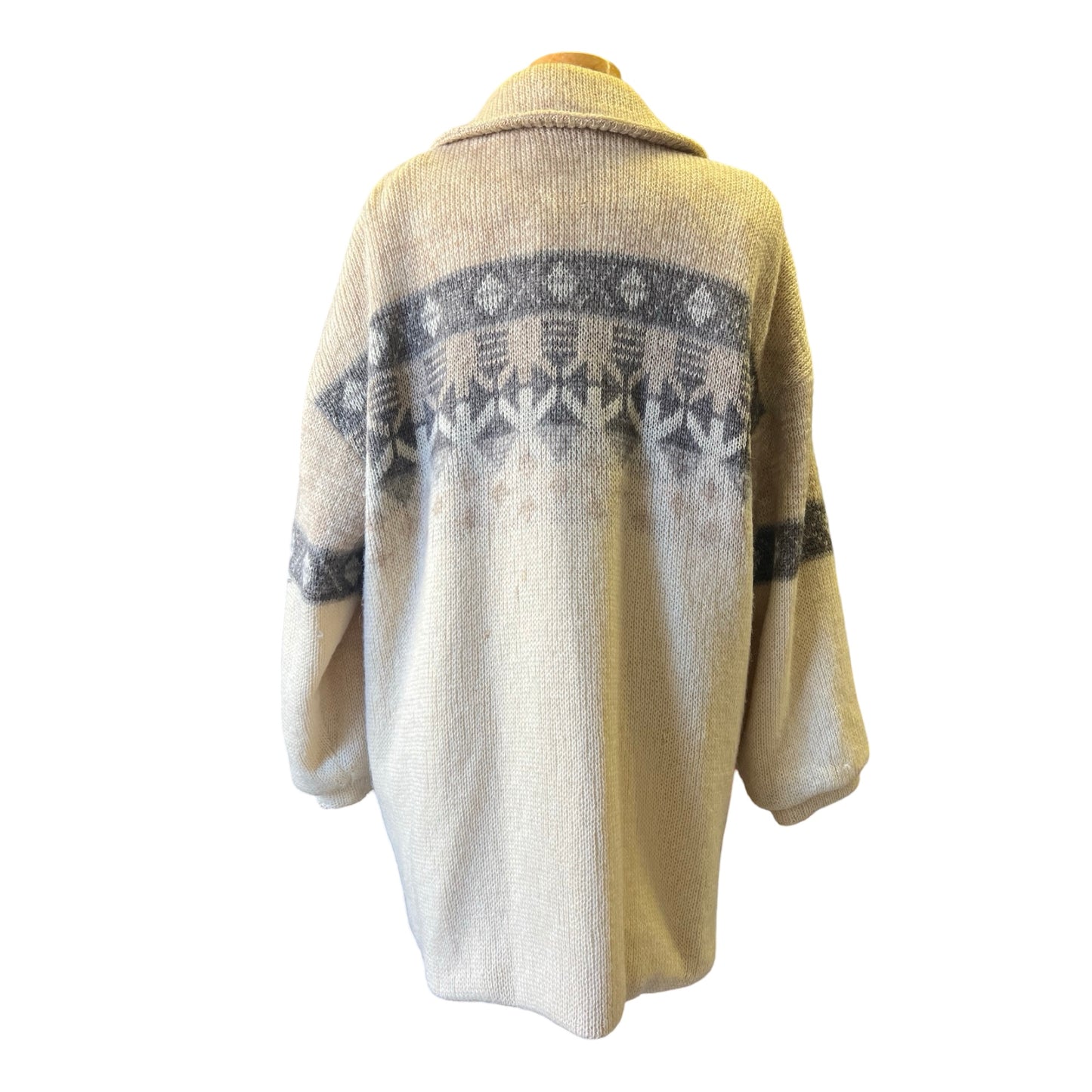 Vintage Alafoss of Iceland Nordic Print Button Front Sweater Coat L/XL