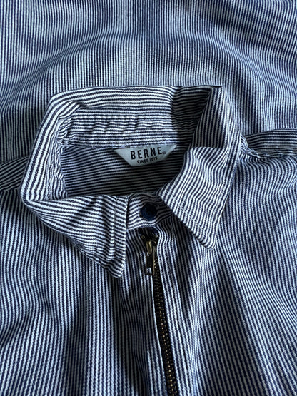 Vintage 90’s Denim Railroad Stripe Zip Front Work Shirt XL