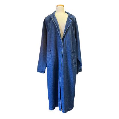 Vintage 80’s Denim Duster Trench Coat Illusions L