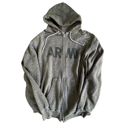 Vintage 70’s/80’s Tri-Blend Army Uniform Issued Zip Front Hoodie XL