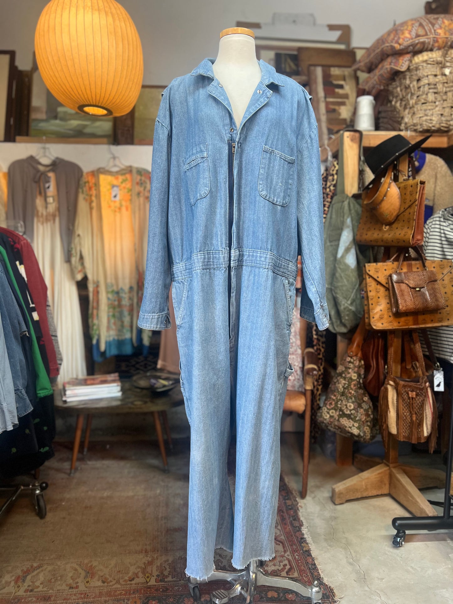 Vintage Oversized Berne Herringbone Twill Denim Jumpsuit XXL