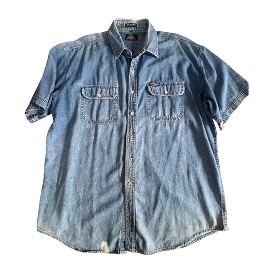 Vintage 80’s Oversized Distressed Dickies Denim Short Sleeve Shirt XL