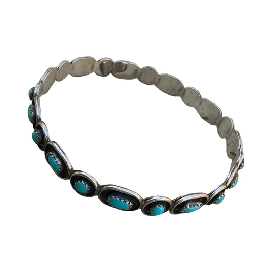 Vintage Zuni Native American Turquoise Sterling Silver Bangle