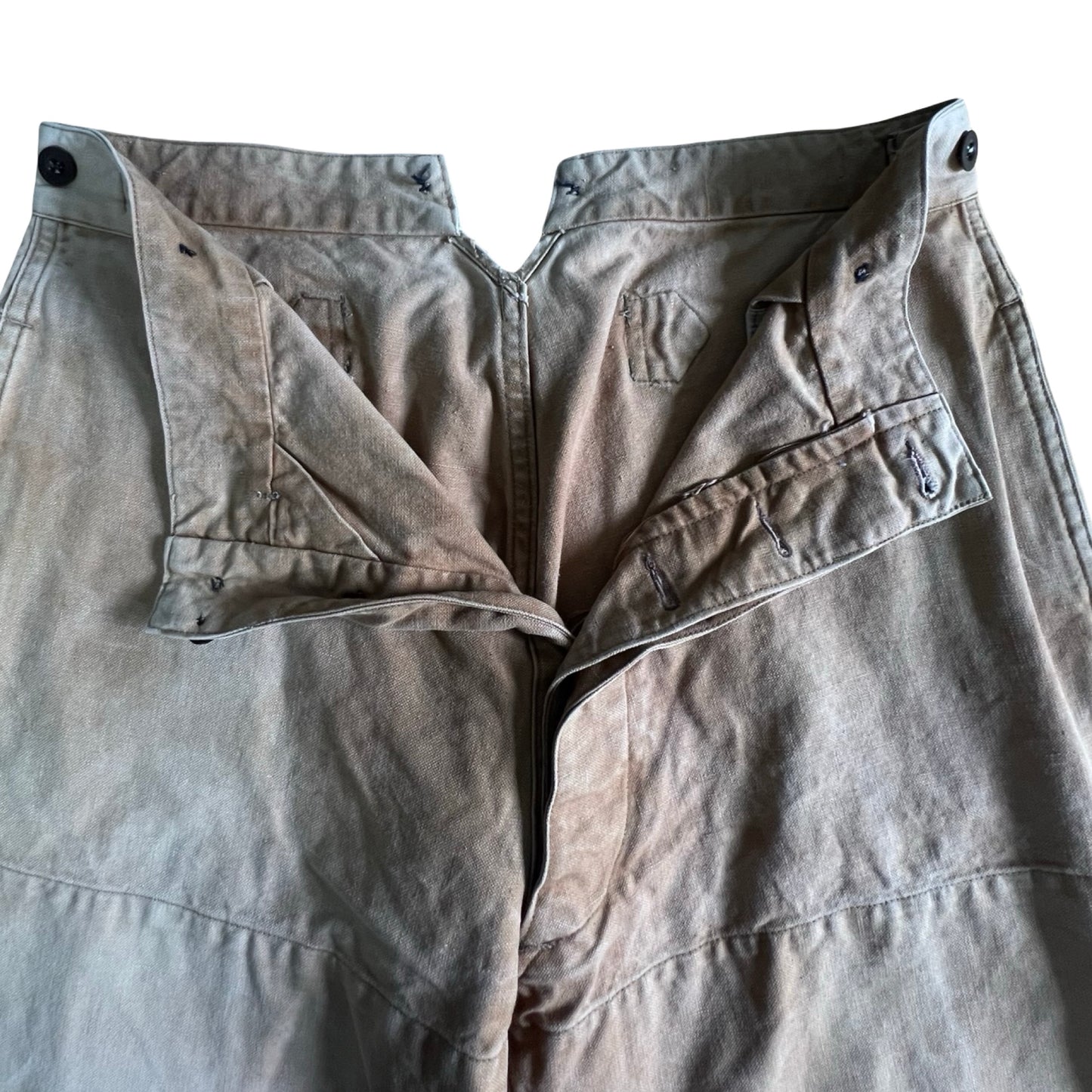 Vintage 1940’s French Duck Canvas Buckle Back Chore Pants