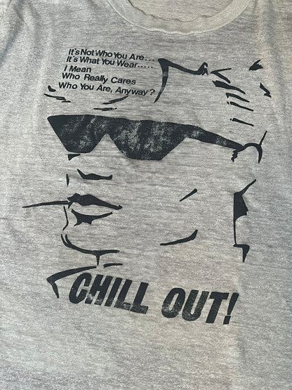 Vintage 80’s Original Distressed Chill Out T-Shirt Soft & Worn L/XL