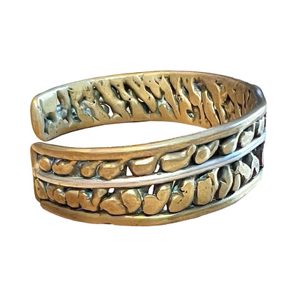 Vintage Modernist Brass, Silver & Copper Mixed Metal Cuff
