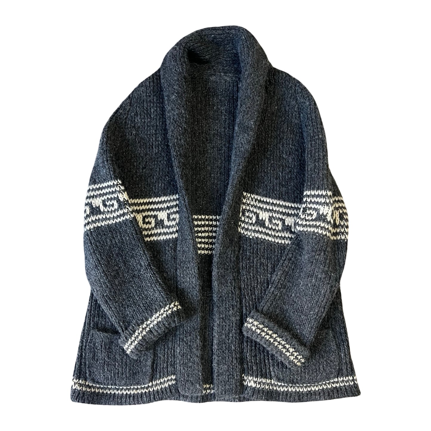 Vintage 1970’s Hand Knit Oversized Cowichan Cardigan XL