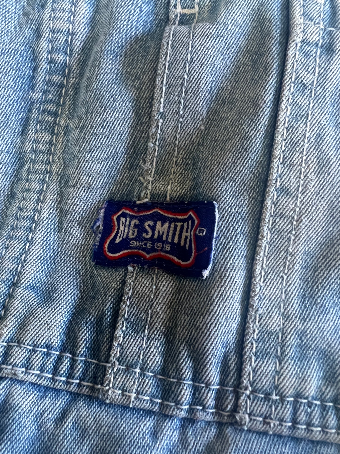 Vintage Faded Distressed Worn To Perfection Big Smith Overalls w/ Patch