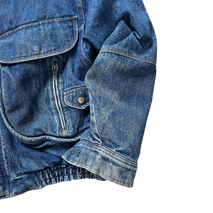Rare Vintage 80’s Levi’s Denim Aztec Flannel Lined Bomber Jacket L/XL