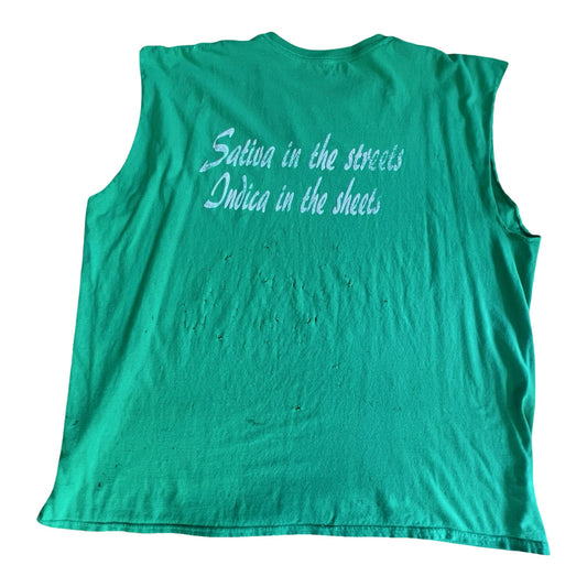Vintage Distressed Sativa Indica Cut Off Tee XXL