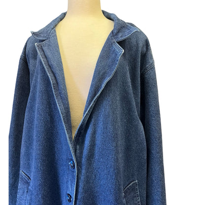 Vintage 80’s Denim Duster Trench Coat Illusions L
