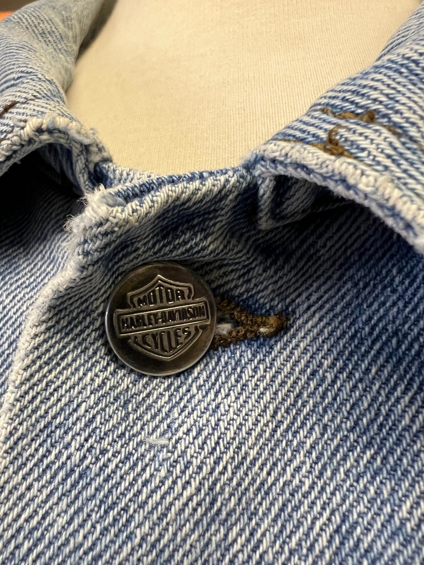 Vintage Harley Davidson Oversized Denim Jacket Back Patch XL