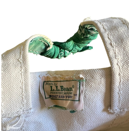 Vintage LL Bean Boat & Tote Small Distressed w/ Vintage Bandana Handle Repair