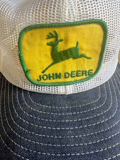 Rare Vintage 80’s John Deere Mesh & Denim Snap Back Trucker Hat