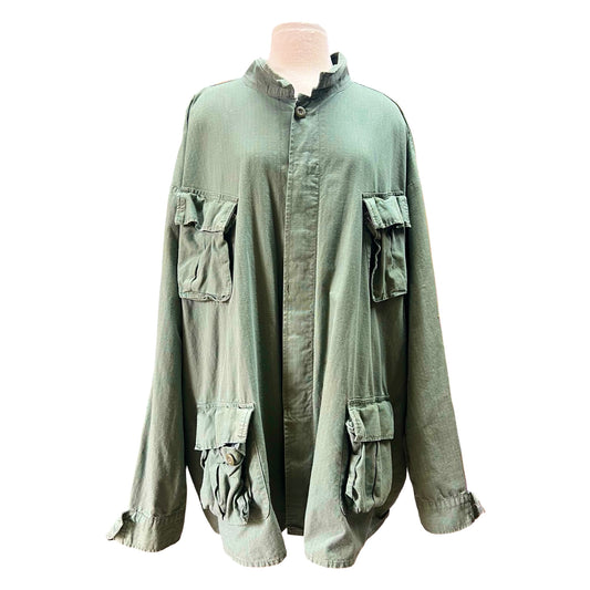 Vintage 1980’s Rothco OG 107 Rip Stop Four Pocket Oversized Army Jacket 4XL