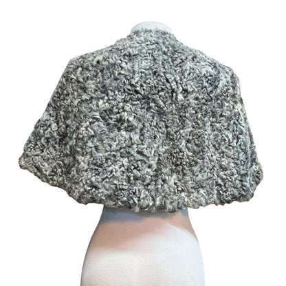 Vintage Salt & Pepper Curly Lamb Fur Stole