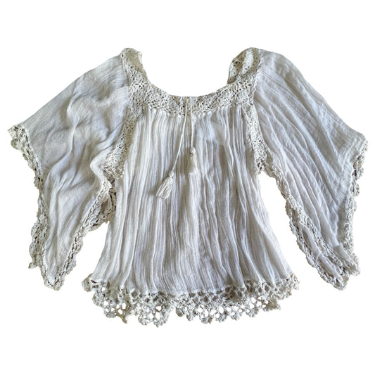 Rare Vintage Sheer Gauze Angel Sleeve Goddess Top S