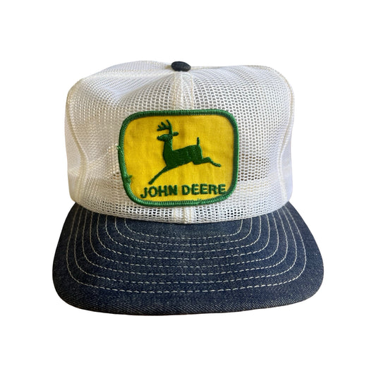 Rare Vintage 80’s John Deere Mesh & Denim Snap Back Trucker Hat