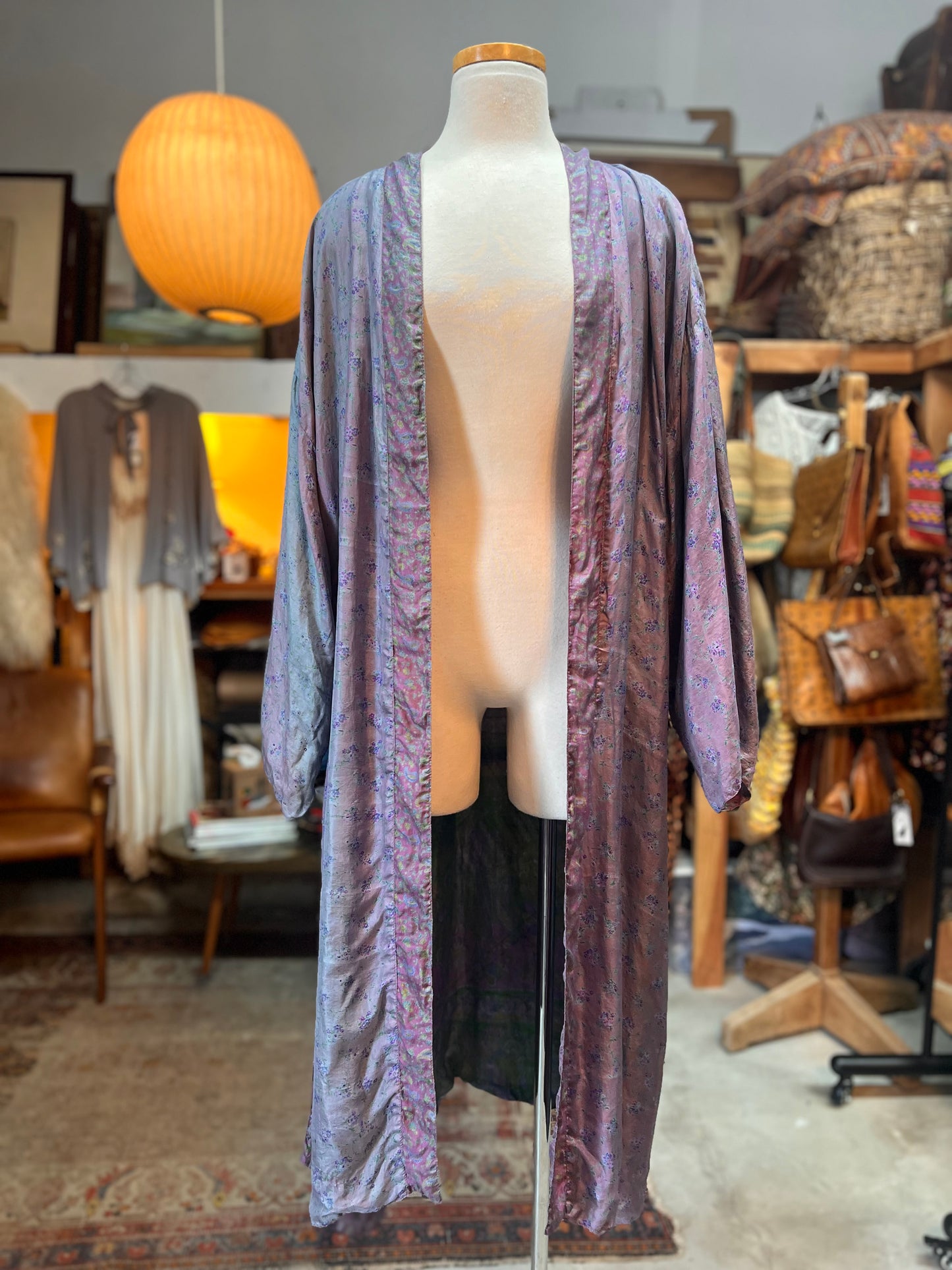 Vintage Handmade Reversible Silk Kimono Robe O/S