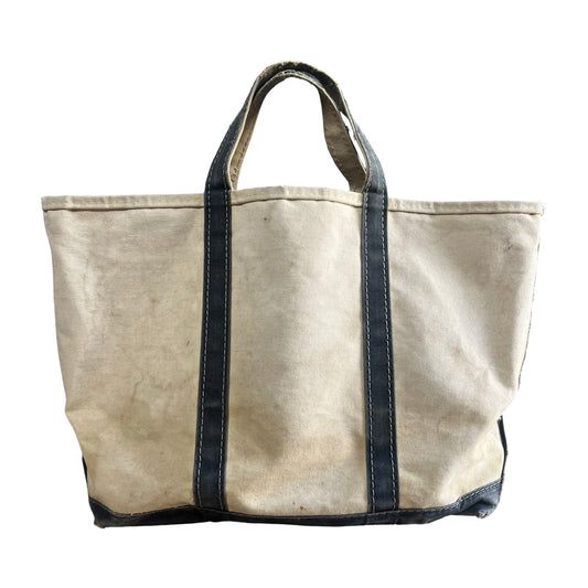 Rare Vintage 70’s/80’s Sawtooth Label Heavily Distressed LL Bean Faded Navy Boat & Tote Bag