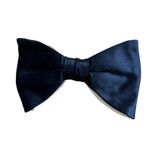 Vintage Black Silk Clip On Bow Tie