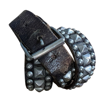 Rare Authentic 1980’s Vintage Distressed Punk Studded Belt Worn to Perfection 42”