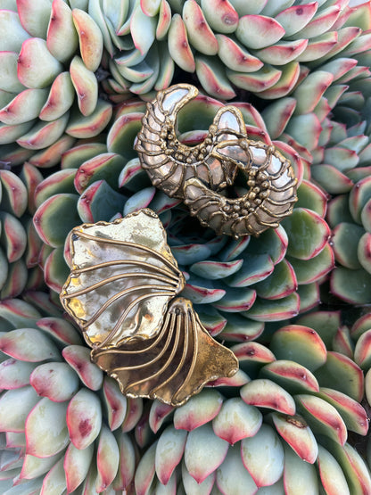 Vintage 80’s Modernist Brass Abstract Earrings