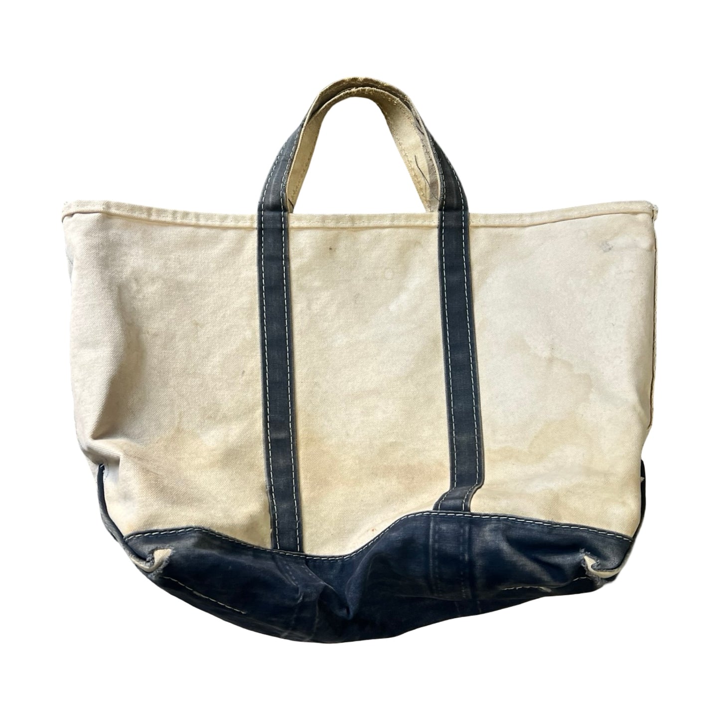 Rare Vintage 70’s/80’s Sawtooth Label Heavily Distressed LL Bean Faded Navy Boat & Tote Bag