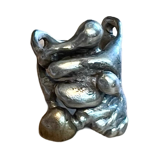 Vintage Modernist Brutalist Silver & Brass Freeform Ring 5
