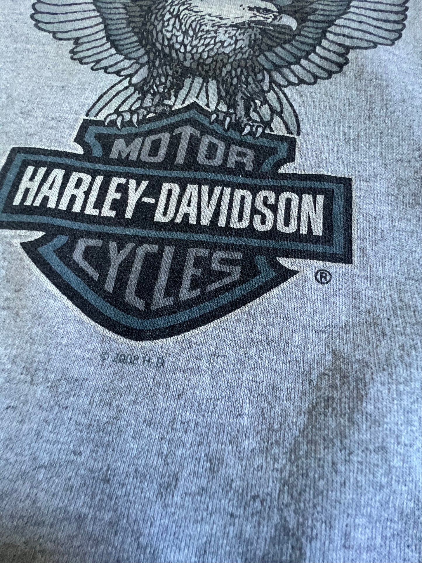 Vintage Oversized Distressed 2008 Harley Sweatshirt Indiana Hoosier Soft & Thin XXL