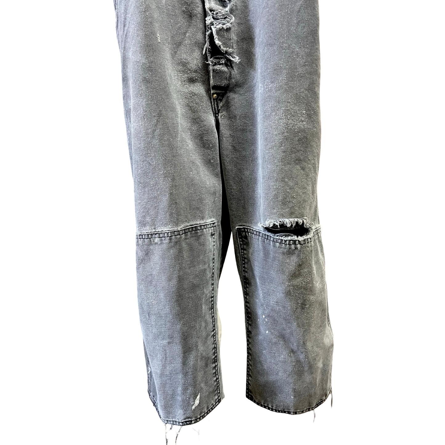 Vintage Heavily Distressed Carhartt Double Knee Faded Black Overalls