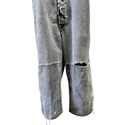Vintage Heavily Distressed Carhartt Double Knee Faded Black Overalls