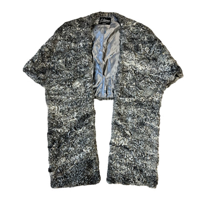 Vintage Salt & Pepper Curly Lamb Fur Stole