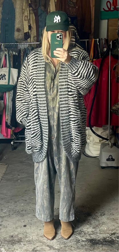 Vintage 80’s Zebra Stripe Sweater Coat Eugenia by Angenie L