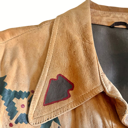 VERY RARE Original 1970’s One Of A Kind Hand Painted Native American Deerskin Jacket L