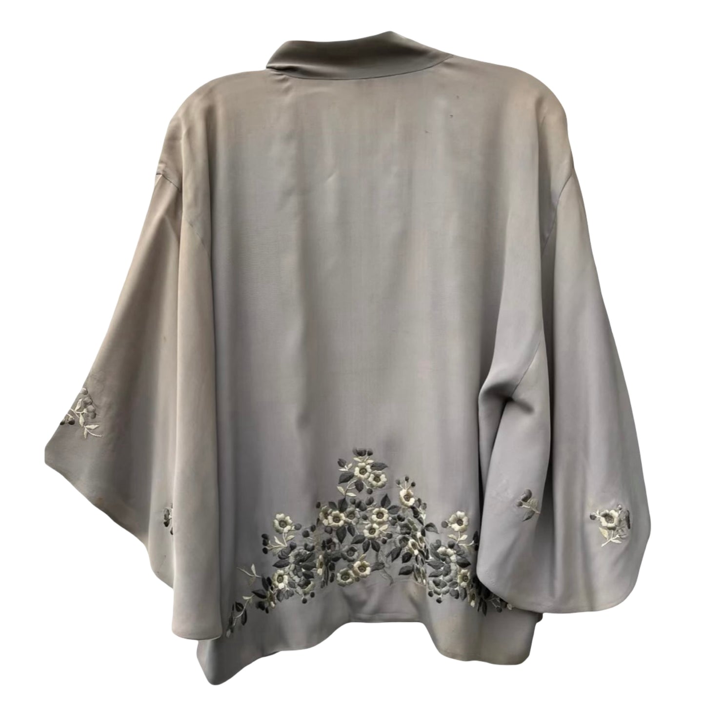 Rare Antique 1930’s  Embroidered Silk Bed Jacket Capelet