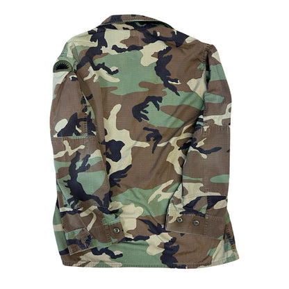 Vintage US Army Camouflage Shirt Jacket Double Elbow Great Fade