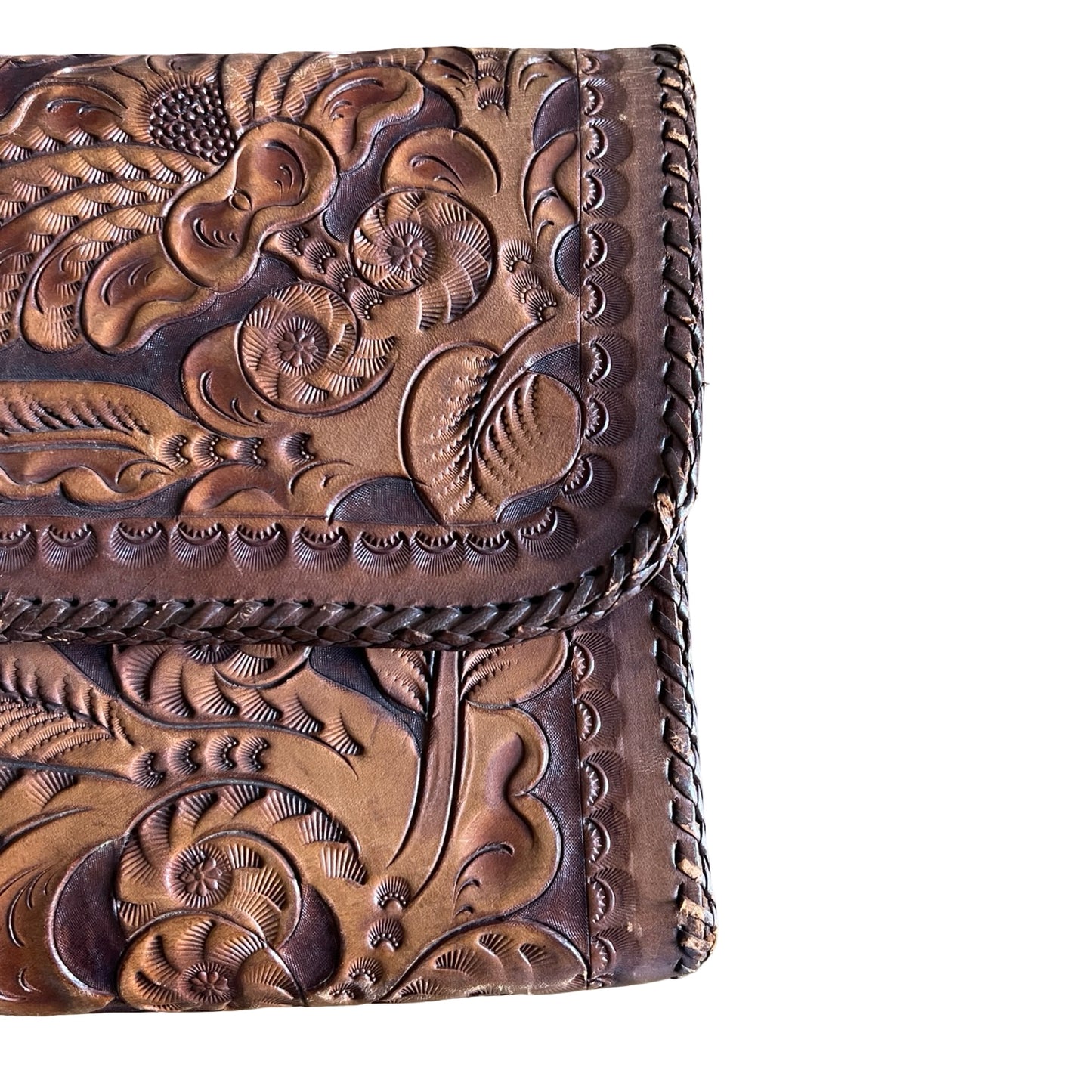 Vintage 70’s Hand Tooled Oversized Structured Clutch