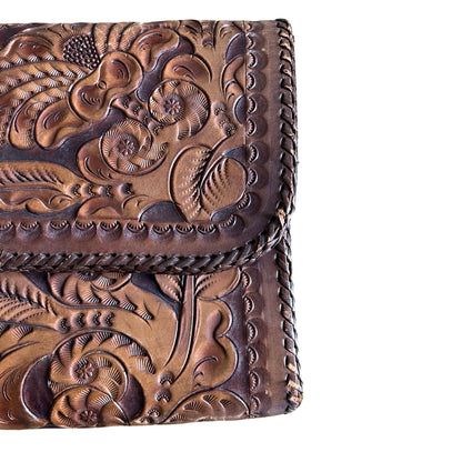 Vintage 70’s Hand Tooled Oversized Structured Clutch