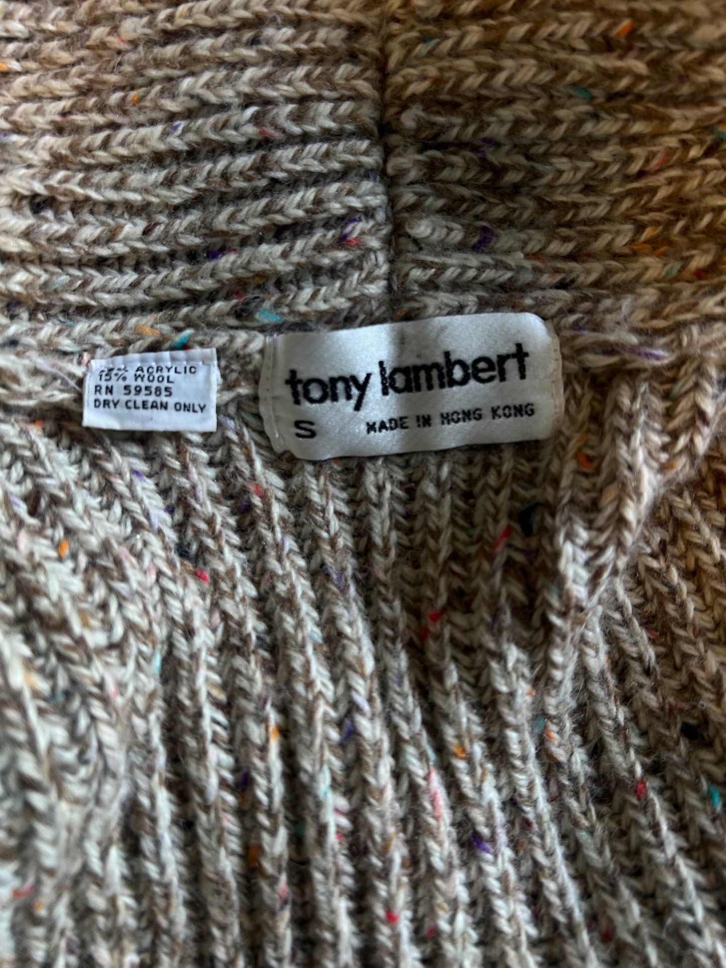 Vintage 1980’s Tony Lambert Marled Maxi Sweater Coat w/ Fur Trim Scarf