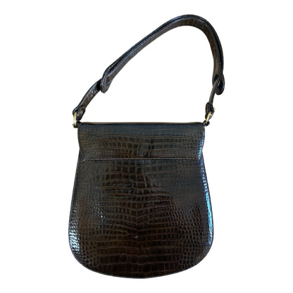 Vintage 1950’s Embossed Patent Leather Purse w/ Gold Brooch Closure