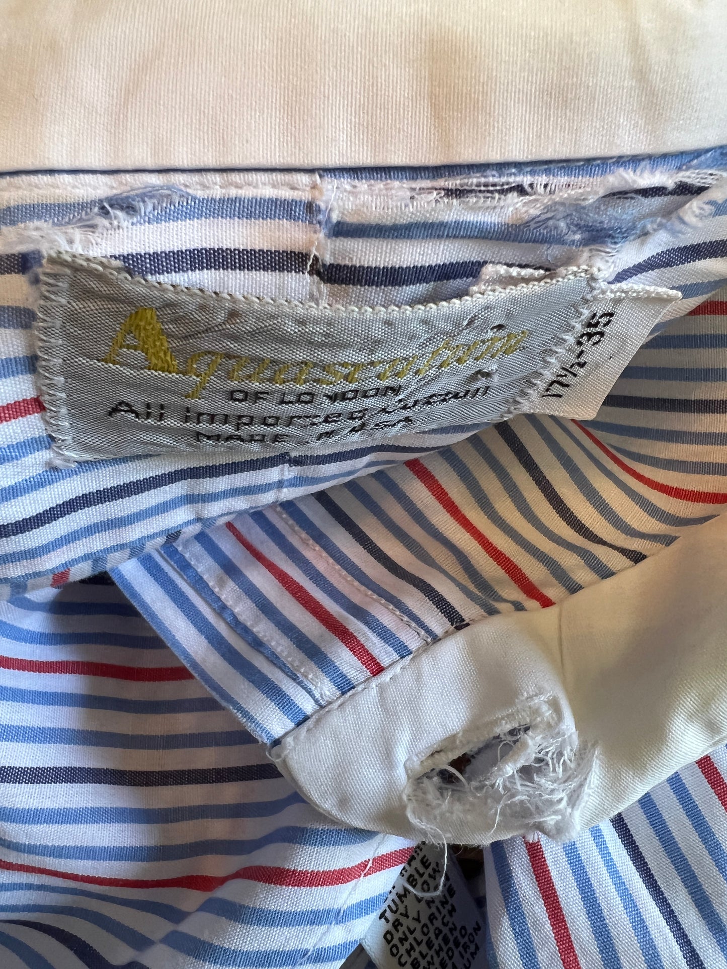 Vintage 1980’s Aquascutum of London Striped Oxford w/ French Collar & Cuffs XL