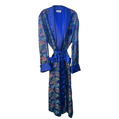 Vintage Silk Embroidered Smoking Jacket Robe XL