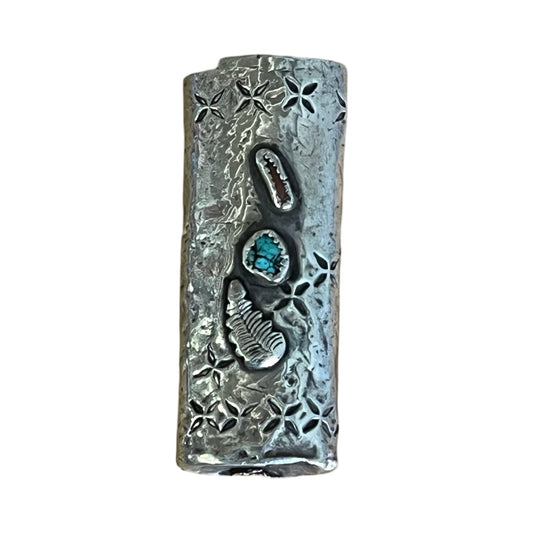 Vintage Navajo Sterling Silver, Turquoise and Coral Lighter Cover