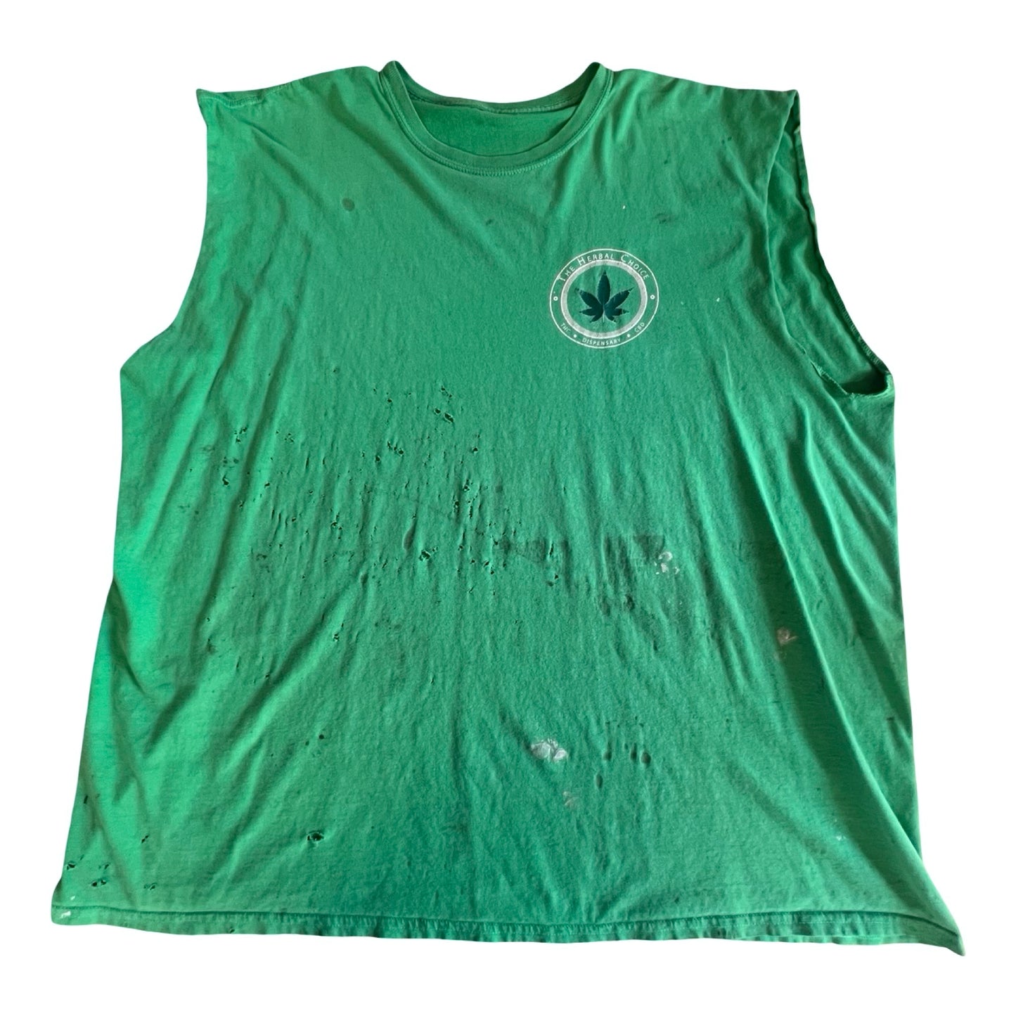 Vintage Distressed Sativa Indica Cut Off Tee XXL