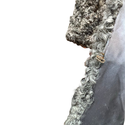 Vintage Salt & Pepper Curly Lamb Fur Stole