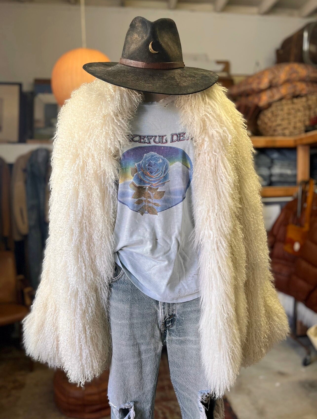Vintage 80's Mongolian Lamb Shearling Oversized Coat Ilana P/S