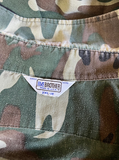 Vintage Worn To Perfection Five Brothers Camouflage Shirt XXL